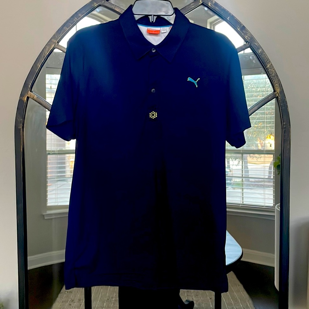 PUMA MEMS NAVY GOLF SHIRT SIZE M